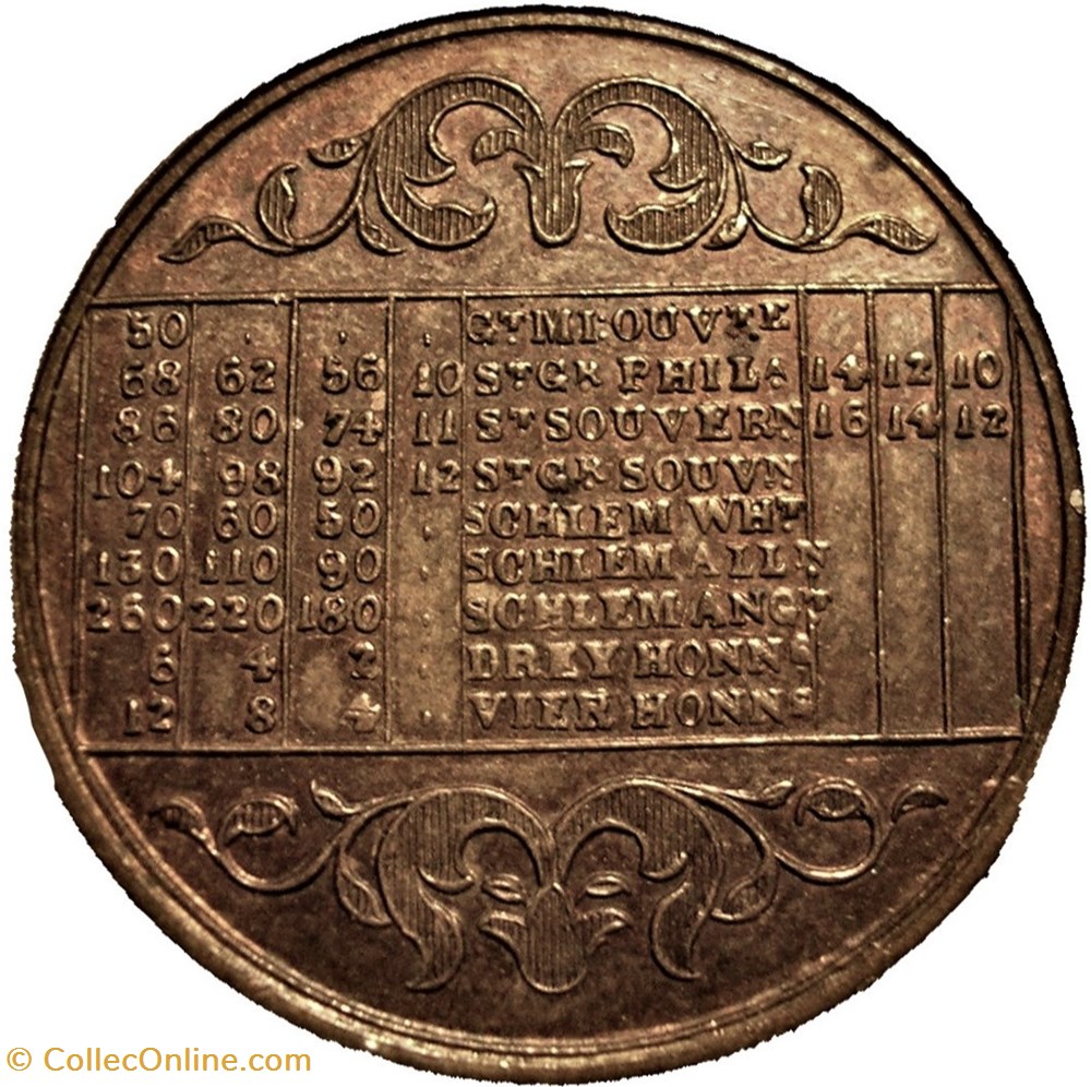 ca.1860 German “Boston Whist” Brass Scoring Token monnaies paranumismatique jetons poids ca 1860 german boston whist brass scoring token