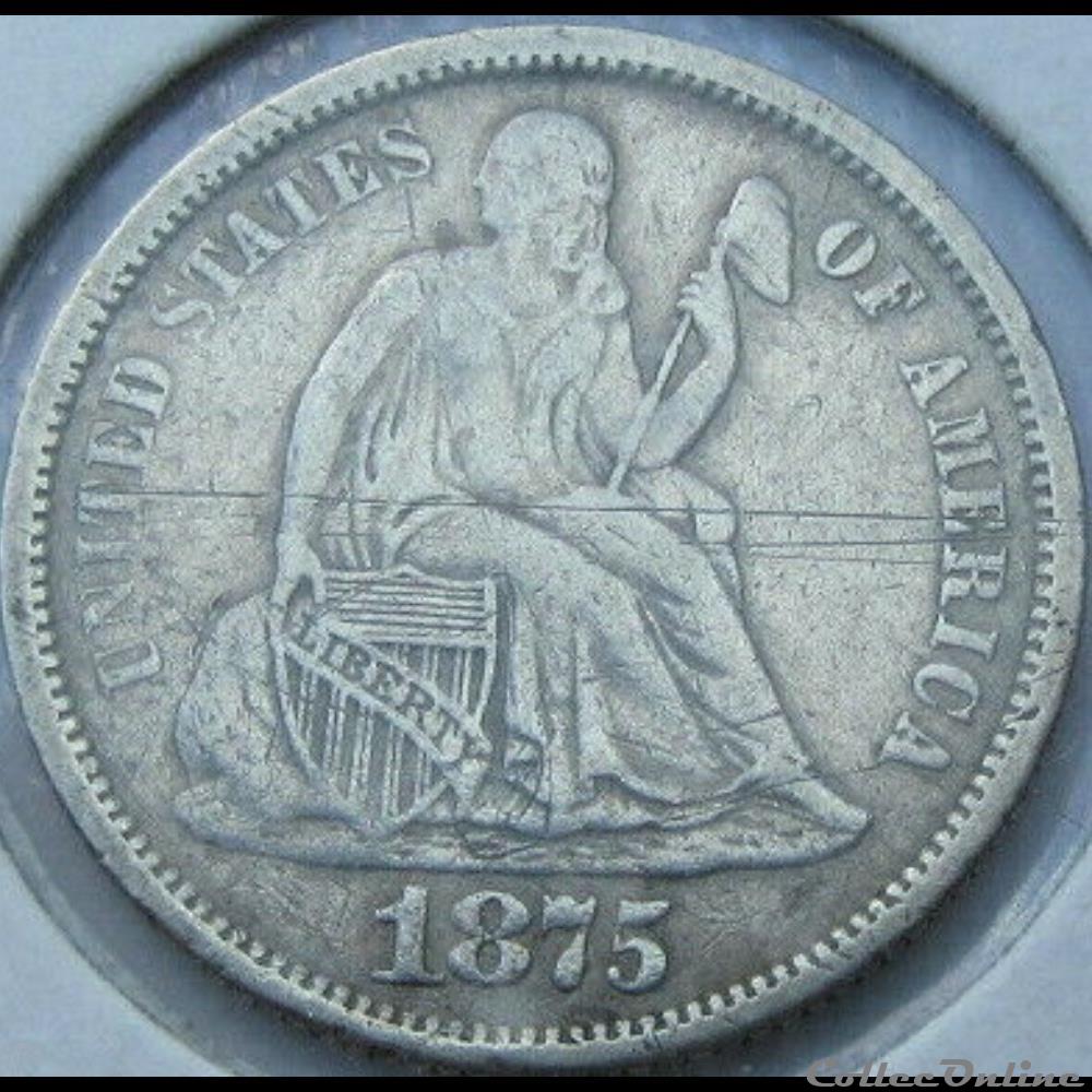 monnaie monde etat uni 1875 cc above dime 10 cents