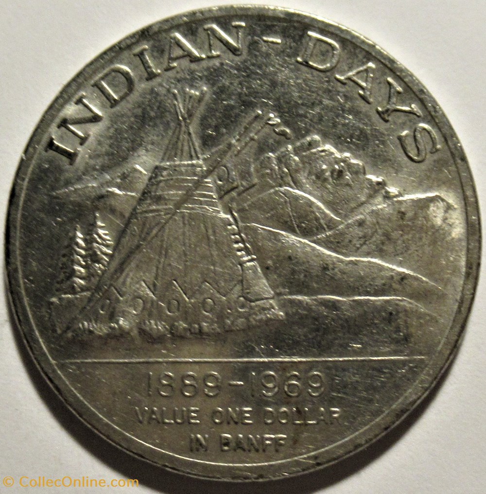 monnaies paranumismatique jetons poids kiwanis dollar indian days token 1969 banff alberta