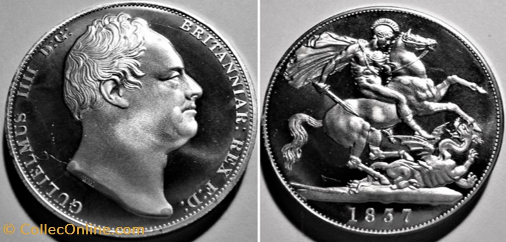 William IV - Crown 1837 St. George - Retro Pattern - Great Britain monnaie monde royaume uni william iv crown 1837 st george retro pattern great britain