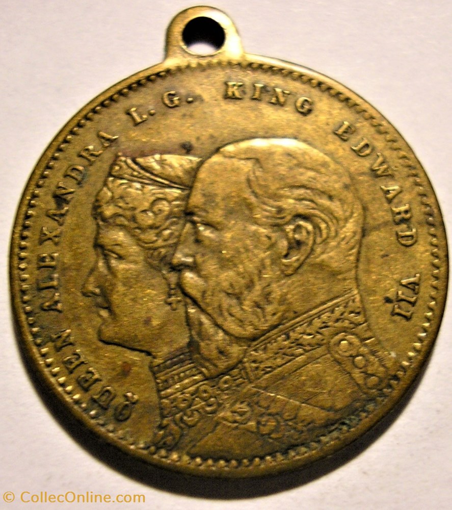 Edward VII & Alexandra - Medalet St George 1902 2 monnaie jeton mereaux edward vii alexandra medalet st george 1902