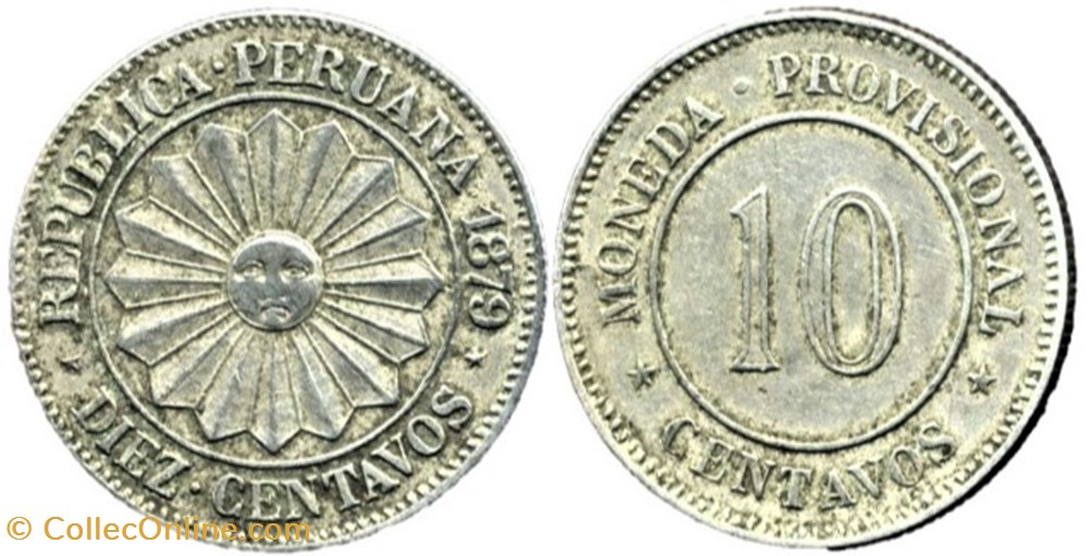 Peru - 10 Centavos 1879 monnaies monde perou peru 10 centavos 1879
