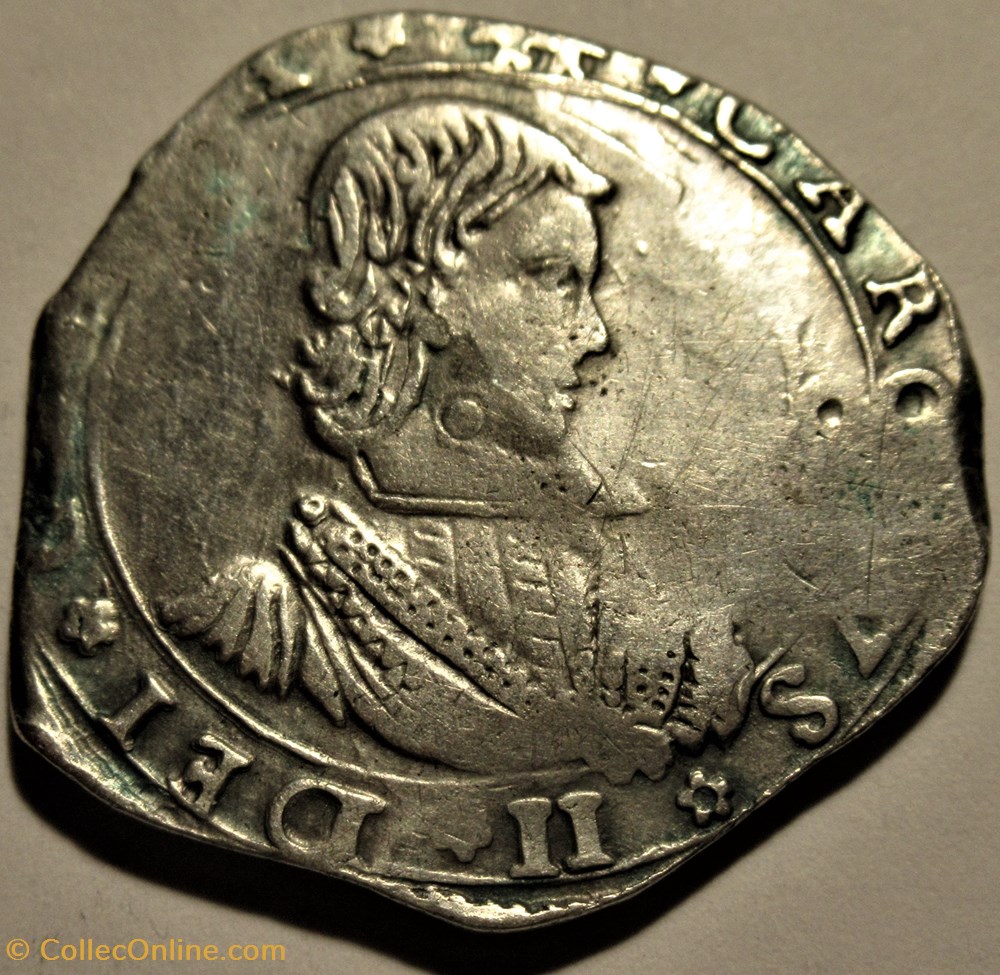 1666 Regno di Sicilia, 4 tarí Messina - Carlo II 2 monnaies europe medievale royaume de sicile 1666 regno di sicilia 4 tari messina carlo ii
