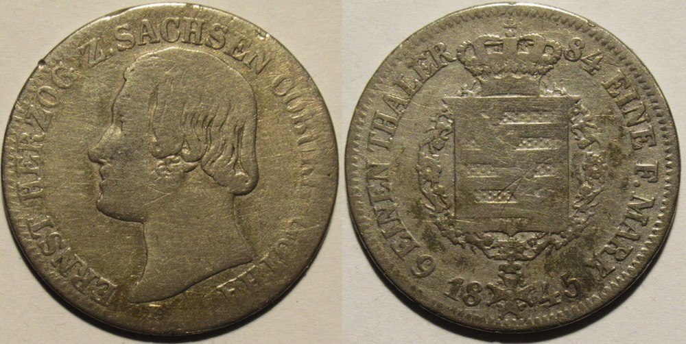 Ernst II - 1/6 Thaler 1845 - Duchy of Saxe-Coburg-Gotha monnaies europe medievale saint empire romain germanique ernst ii 1 6 thaler 1845 duchy of saxe coburg gotha