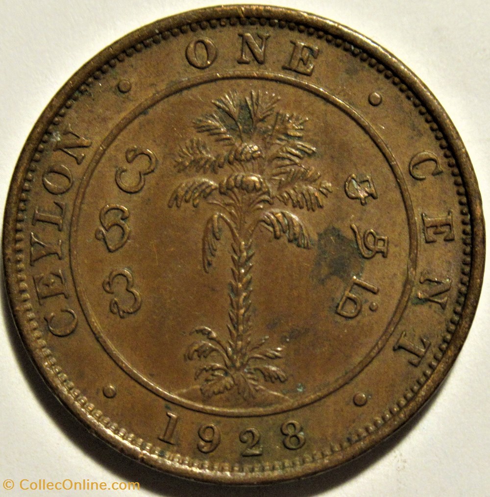 George V - One Cent 1928 - Ceylon (ex.2) 3 monnaies monde sri lanka george v one cent 1928 ceylon ex 2
