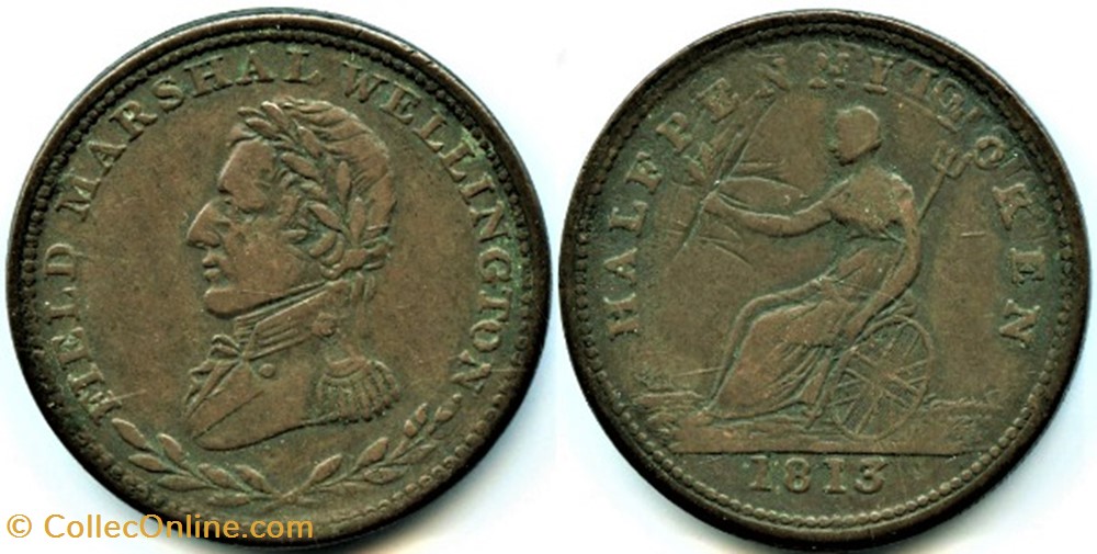 monnaies monde canada wellington half penny token 1813 britannia