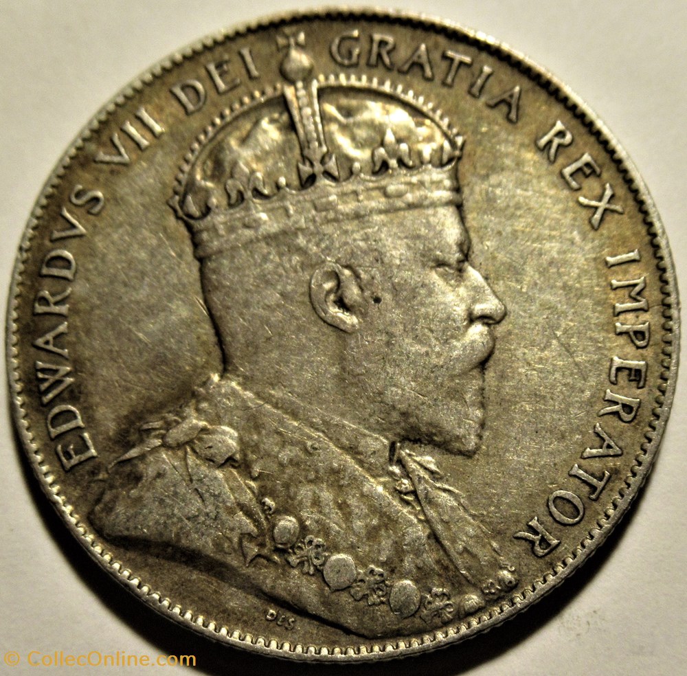Edward VII - 50 Cents 1909 Newfoundland (ex.3) 2 monnaies monde canada edward vii 50 cents 1909 newfoundland ex 3