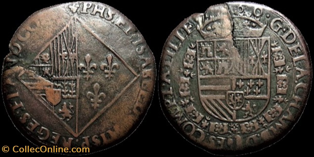 Philippe II d'Espagne & Elisabeth de Valois - 1560, Lille - Pays-Bas Espagnols monnaies europe medievale philippe ii espagne elisabeth de valois 1560 lille pays bas espagnols