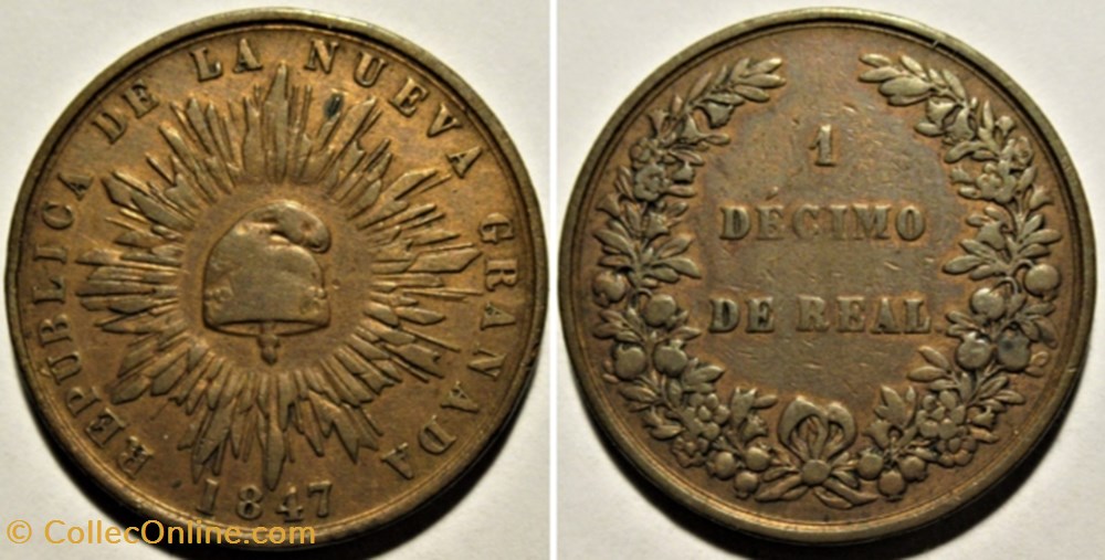 1 Décimo 1847 Bogota - Nueva Granada monnaies monde colombie 1 decimo 1847 bogota nueva granada