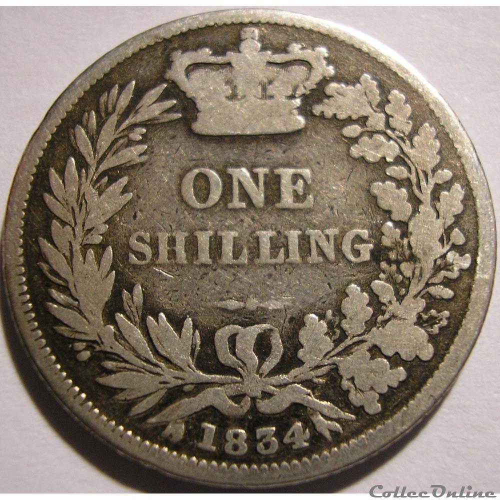 William IV - One Shilling 1834 Kingdom of Great Britain monnaie monde royaume uni william iv one shilling 1834 kingdom of great britain