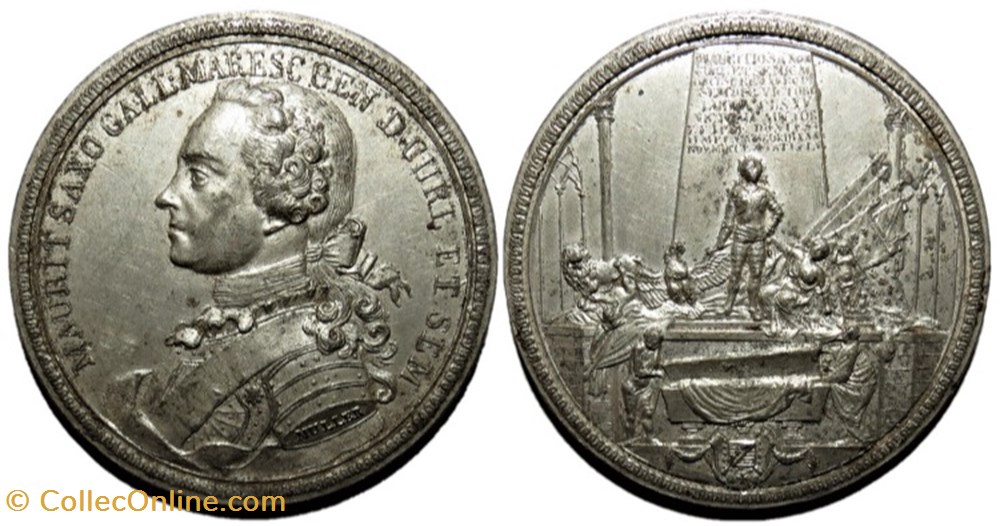 Maréchal Maurice de Saxe - Médaille du Mausolée (1828) medailles france restauration marechal maurice de saxe medaille du mausolee 1828
