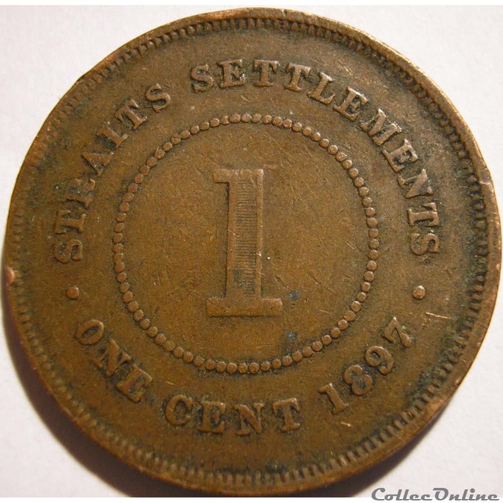 Victoria - One Cent 1897 - Straits Settlements, Malaysia (ex.2) monnaies monde malaisie victoria one cent 1897 straits settlements malaysia ex 2