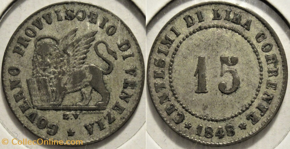 monnaies europe medievale a republique de venise 15 centesimi 1848 republic of venice