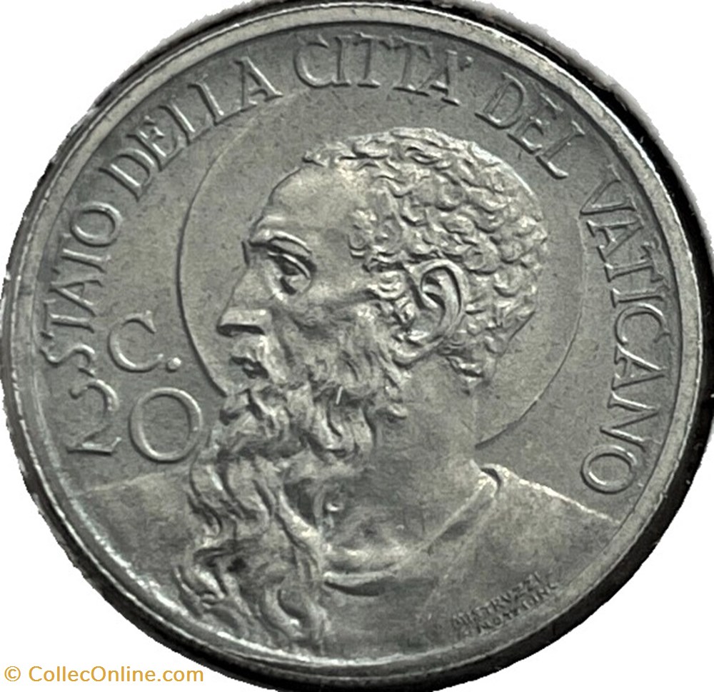 Pio XI, Papa - 20 Centesimi 1929, San Paolo - Vaticano monnaies monde pio xi papa 20 centesimi 1929 san paolo vaticano