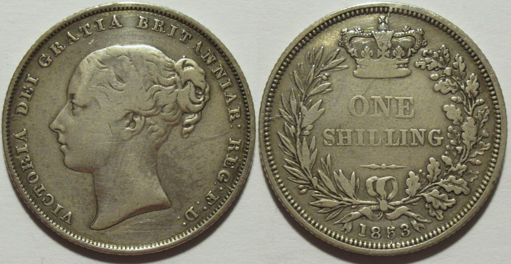 monnaies monde royaume uni victoria 1 shilling 1853 kingdom of great britain die crack