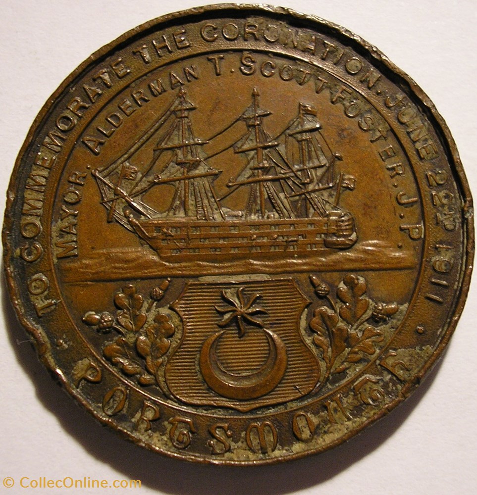monnaie jeton mereaux george v mary 1911 coronation medal portsmouth