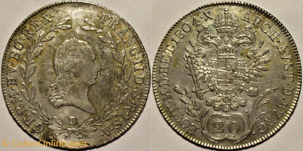 1804 Kremnica, 20 Kreuzer - Franz II of Austria monnaies monde autriche 1804 kremnica 20 kreuzer franz ii of austria