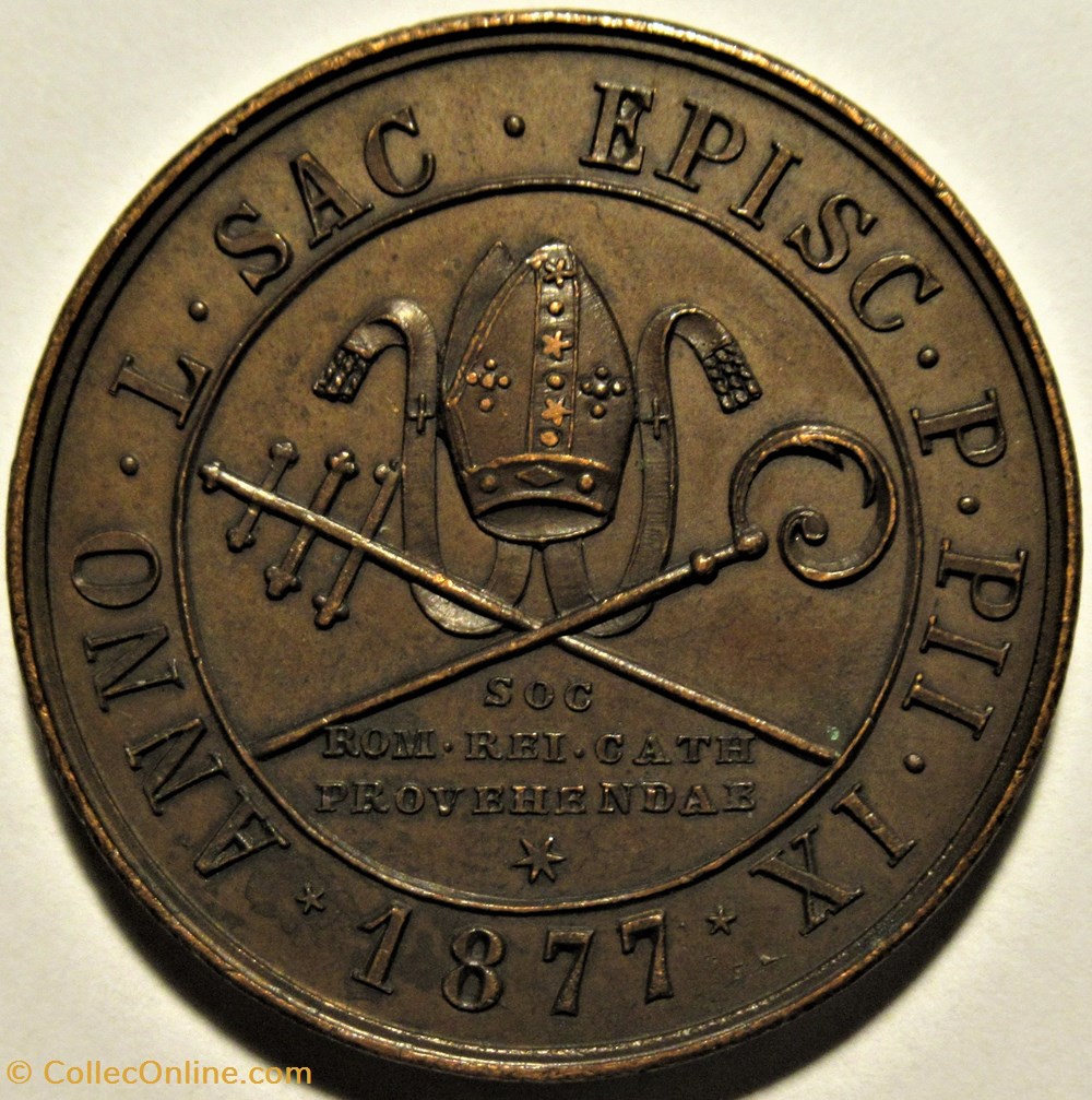 Pius IX - Episcopal Council Medal 1877, Rome 3 medailles religieuses pius ix episcopal council medal 1877 rome