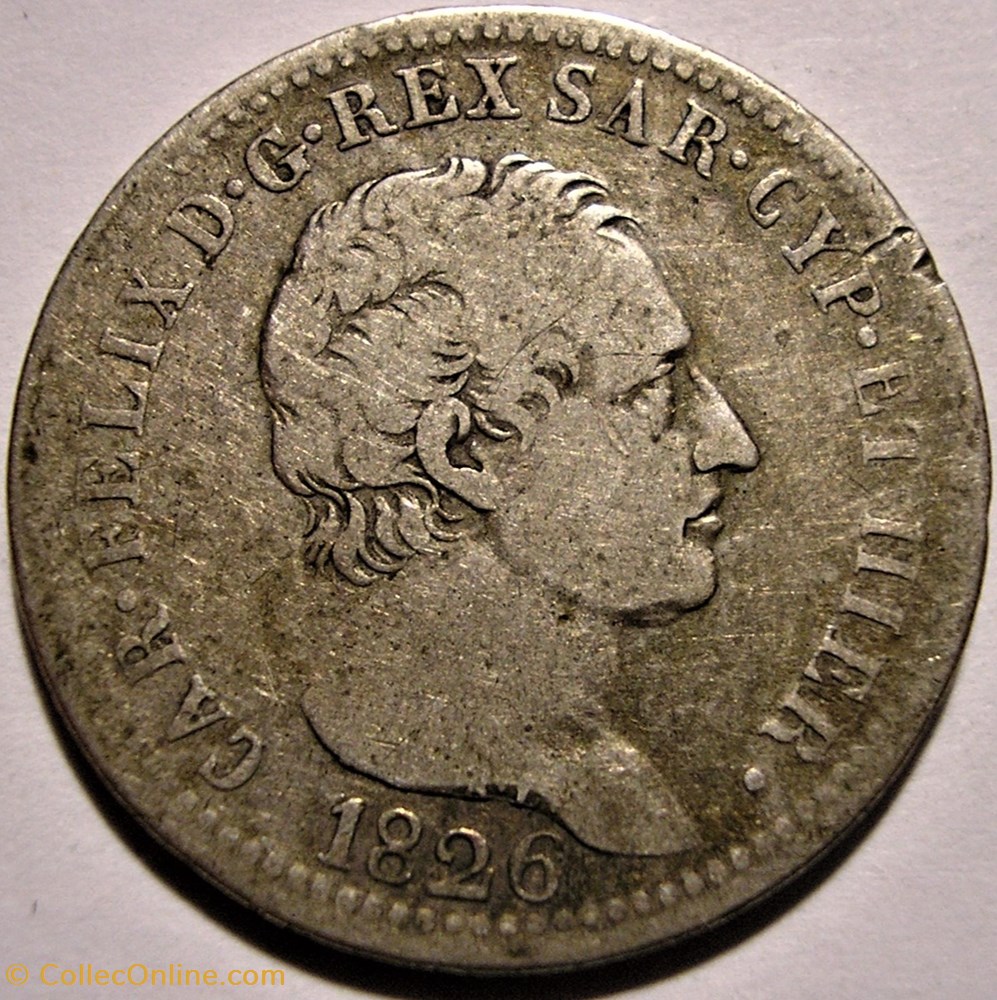 1826 Royaume de Sardaigne, 1 Lira Torino - Carlo Felice monnaies monde italie 1826 royaume de sardaigne 1 lira torino carlo felice
