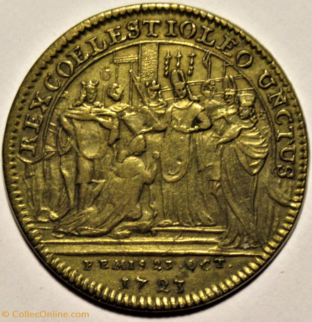 Louis XV - Souvenir du sacre à Reims, Jeton de 1723 monnaies paranumismatique jetons poids louis xv souvenir du sacre a reims jeton de 1723