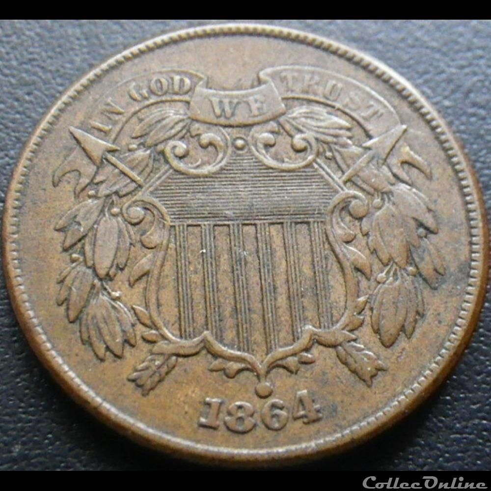 1864 Two Cents LM monnaie monde etat uni 1864 two cents lm