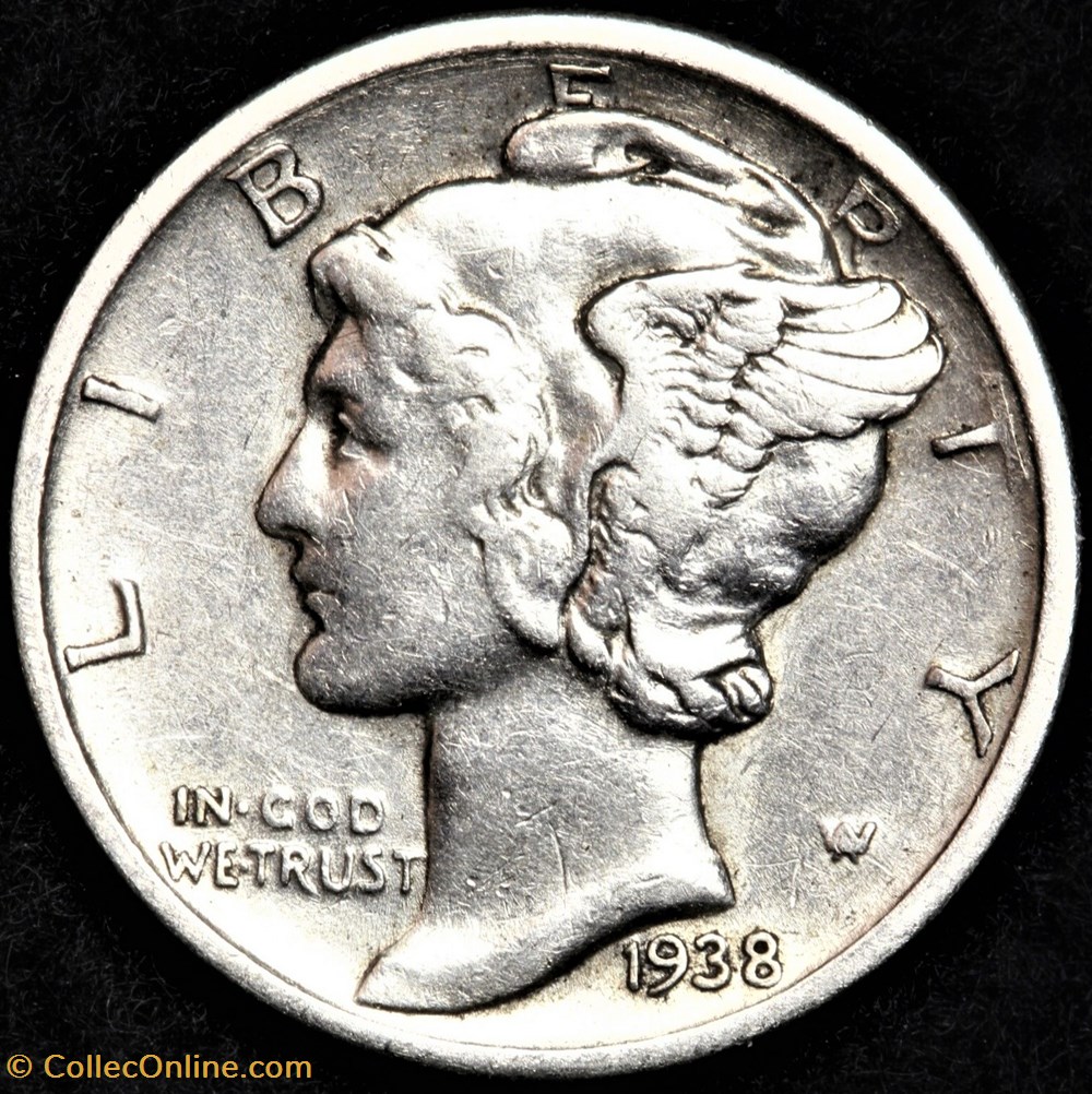 1938 Denver Dime monnaies monde etats unis 1938 denver dime
