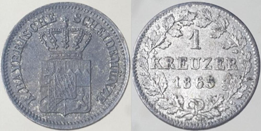 Ludwig II - 1 Kreuzer 1865 - Kingdom of Bavaria monnaies europe medievale saint empire romain germanique ludwig ii 1 kreuzer 1865 kingdom of bavaria