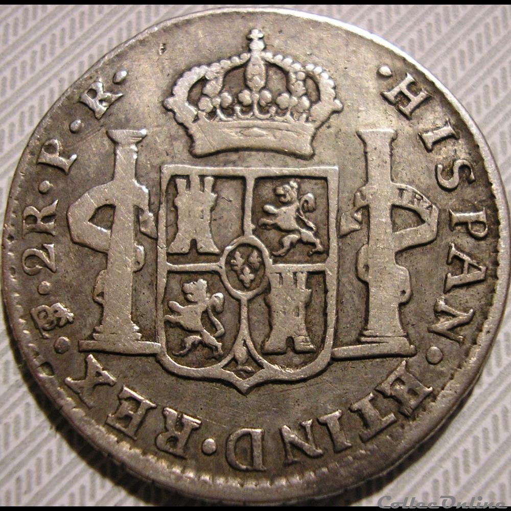 2 Reales 1790/89 Potosi - Carlos IV de España 2 monnaie monde bolivie 2 reales 1790 89 potosi carlos iv de espana
