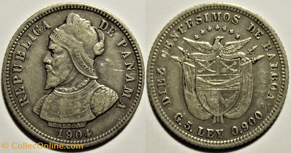 monnaies monde panama diez centesimos de balboa 1904