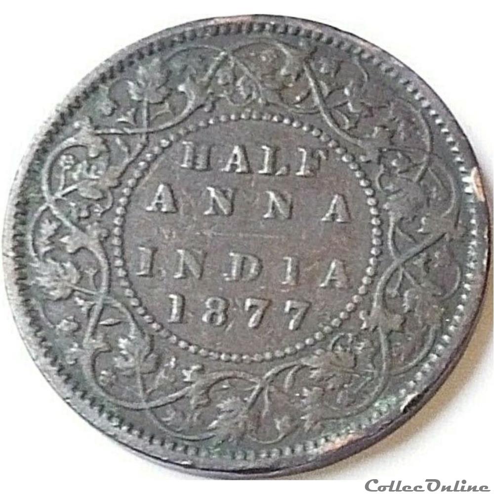 monnaie monde inde victoria half anna 1877 british india