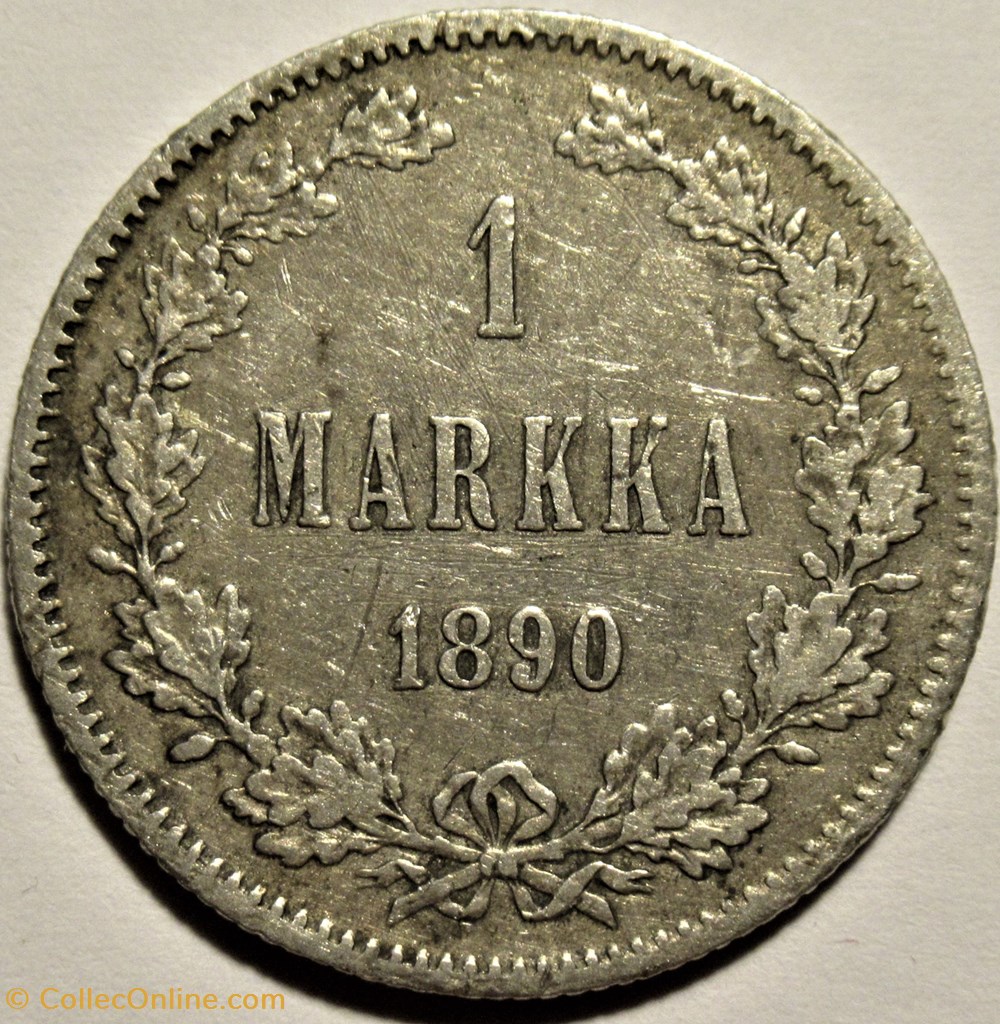 Aleksandr III of Russia - 1 Markka 1890, Grand Duchy of Finland monnaies monde finlande aleksandr iii of russia 1 markka 1890 grand duchy of finland