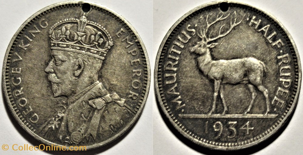 monnaies monde maurice george v half rupee 1934 mauritius ex 2
