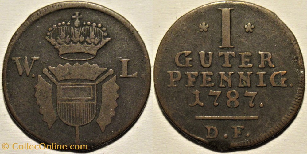 monnaies monde allemagne wilhelm ix 1 pfennig 1787 landgraviate of hessen kassel