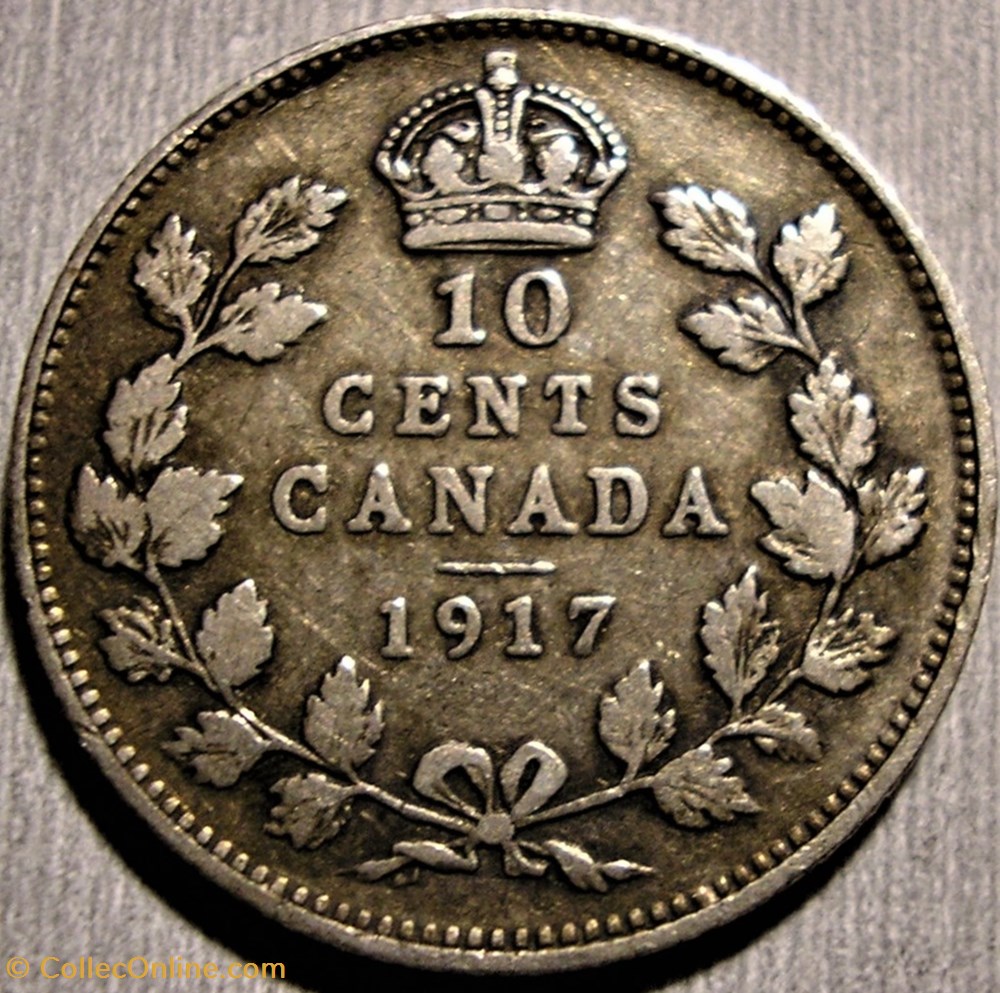 George V - 10 Cents 1917 monnaie monde canadum george v 10 cents 1917