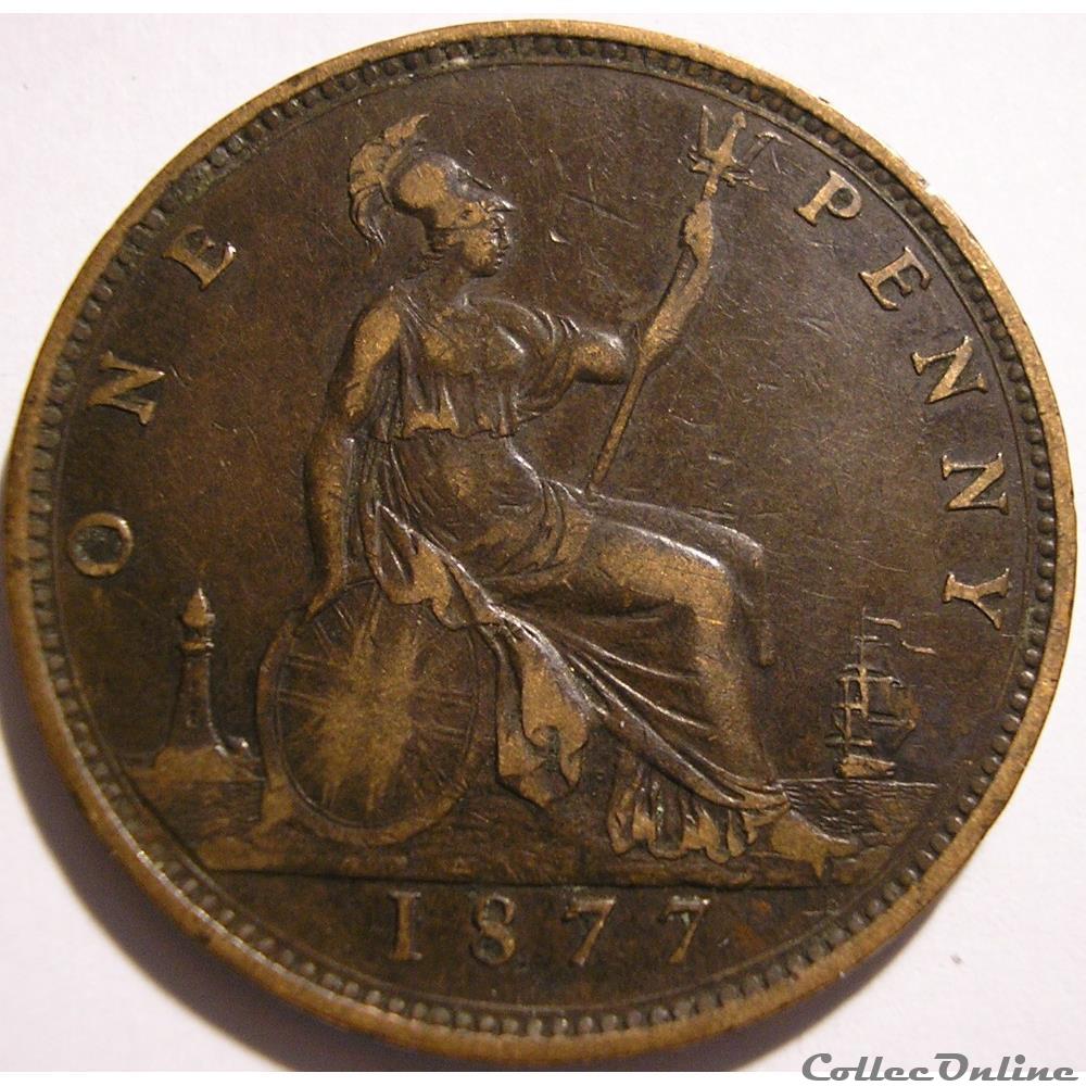 Victoria - One Penny 1877 - Kingdom of Great Britain monnaie monde royaume uni victoria one penny 1877 kingdom of great britain