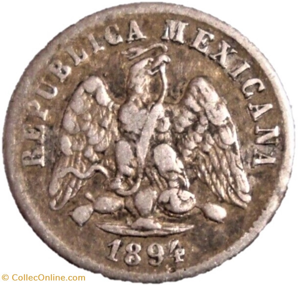 México - 10 Centavos 1894 2 monnaies monde mexique mexico 10 centavos 1894