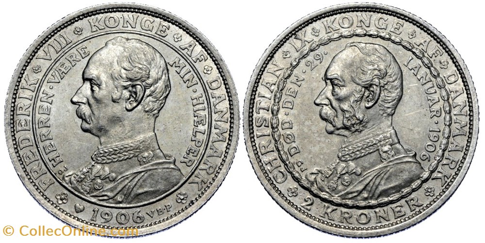 Frederik VIII Denmark - 2 Kroner 1906 - Death of Christian IX and accession of Frederik VIII monnaies monde danemark frederik viii denmark 2 kroner 1906 death of christian ix and accession of frederik viii