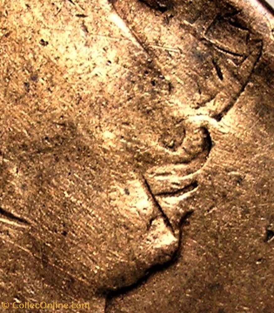 1775 Half Penny - Double Struck + pig's snout - No Regal - George III GB (Ex.11) 3 monnaie monde etat uni 1775 half penny double struck pis snout no regal george iii gb ex 11