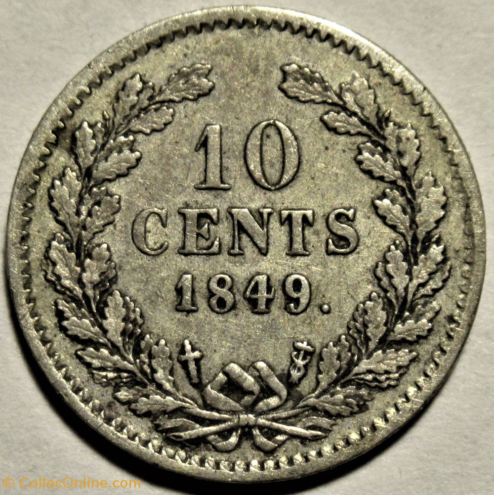 Willem II of Nederland - 10 Cents 1845 3 monnaies monde pays bas willem ii of nederland 10 cents 1845