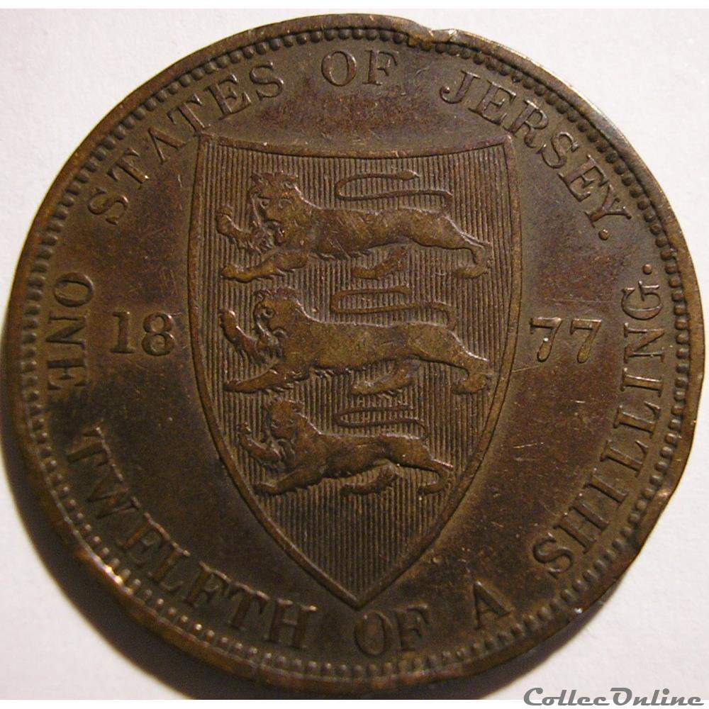 Victoria - 1/12 Shilling 1877 H - Jersey monnaie monde victoria 1 12 shilling 1877 h jersey
