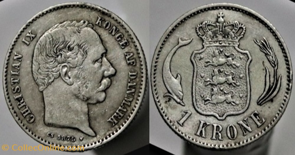 monnaies monde danemark christian ix denmark 1 krone 1875