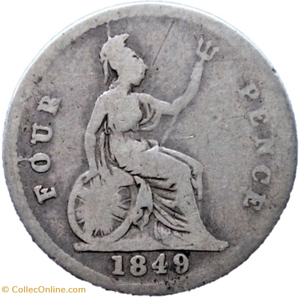 Victoria - 4 Pence 1849/8 - Kingdom of Great Britain 3 monnaies monde royaume uni victoria 4 pence 1849 8 kingdom of great britain