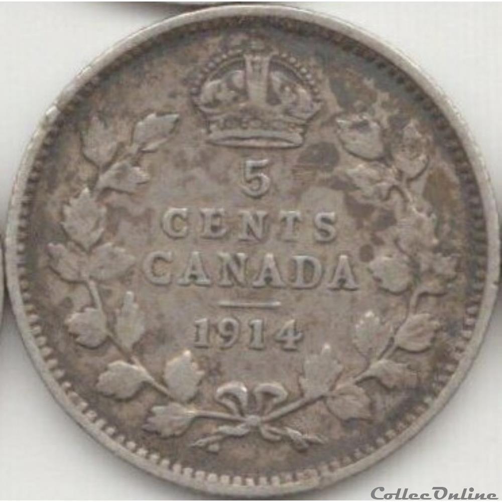 George V - 5 Cents 1914 monnaie monde canadum george v 5 cents 1914