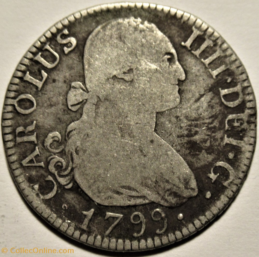 monnaies monde espagne 1799 2 reales madrid carlos iv de espana ex 2