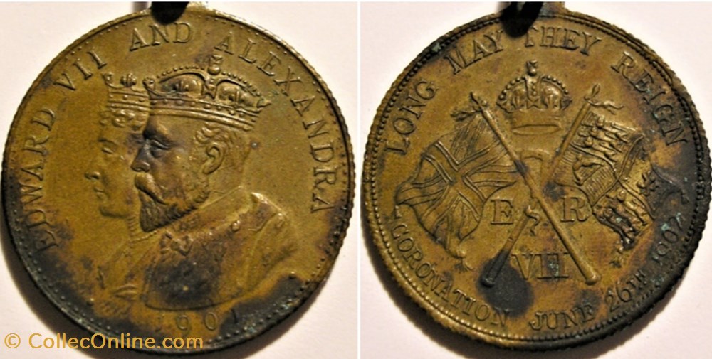Edward VII & Alexandra - Medallion Accession & Coronation 1901-1902 medaille royaume uni edward vii alexandra medallion accession coronation 1901 1902