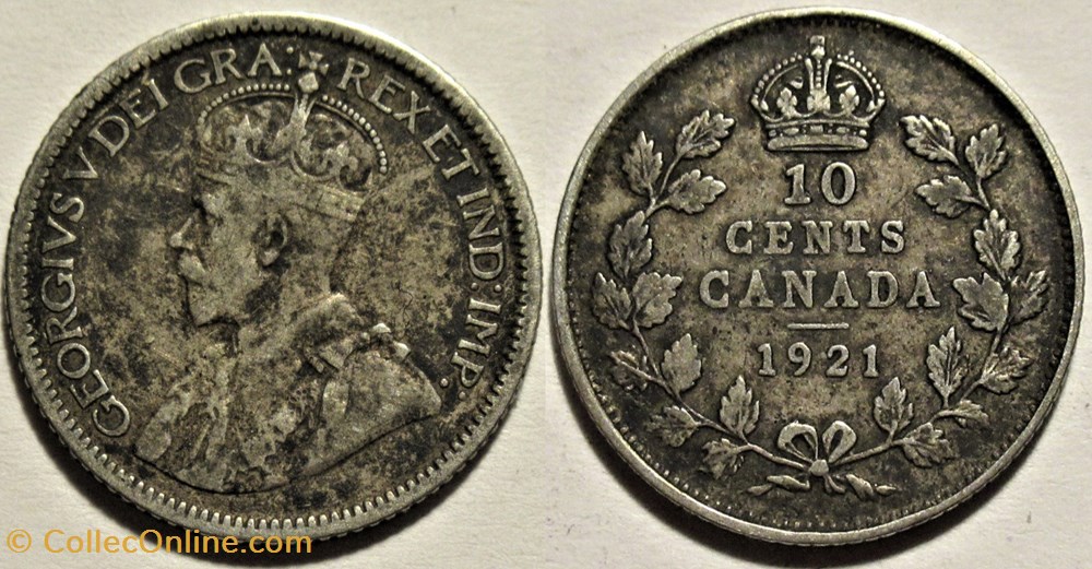 George V - 10 Cents 1921 monnaies monde canada george v 10 cents 1921