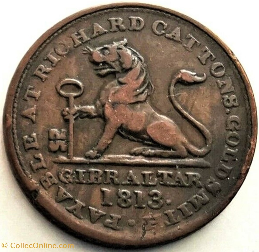 George III - 1 Quarto 1813 Richard Cattons - Gibraltar 2 monnaies monde george iii 1 quarto 1813 richard cattons gibraltar