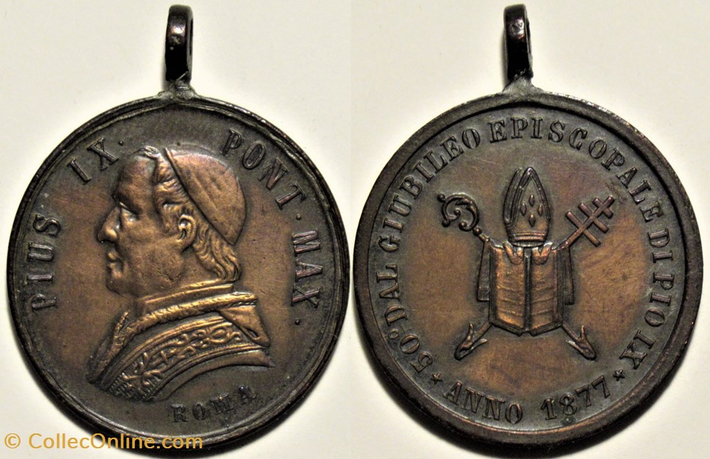 Pius IX - Episcopal Jubilee - Medal 1877 Rome, Vatican medailles religieuses pius ix episcopal jubilee medal 1877 rome vatican