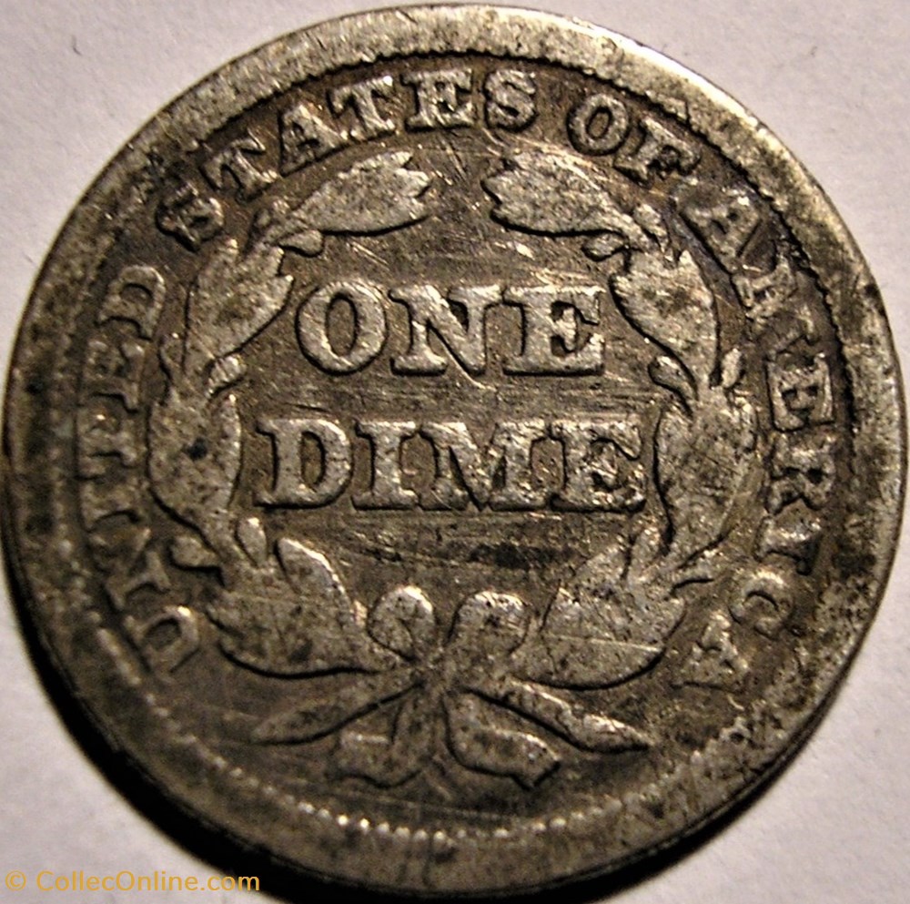1852 Dime - 10 Cents - Repunched Date + Die Cracked 2 monnaie monde etat uni 1852 dime 10 cents repunched date die cracked
