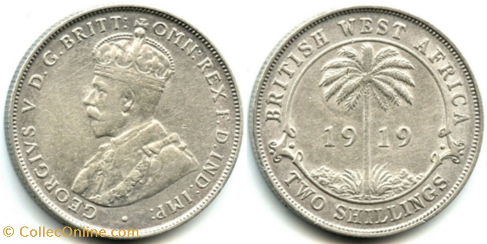 George V - 2 Shillings 1919H - West Africa monnaies monde nigeria george v 2 shillings 1919h west africa